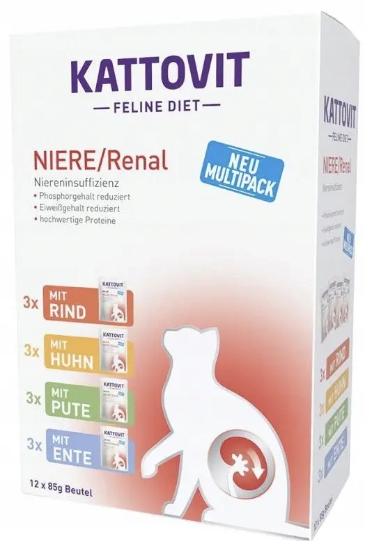 Kattovit Feline Diet Renal mix smaków adult 85 g × 12