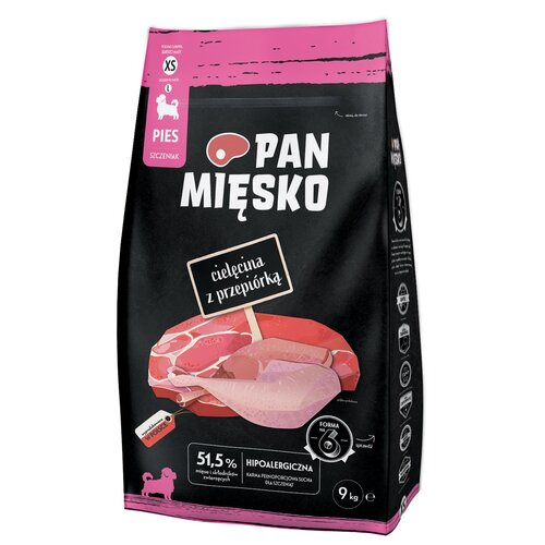 Pan Mięsko cielęcina, przepiórka junior małe rasy 9 kg