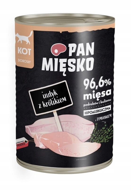 Pan Mięsko Skin & Coat indyk, królik pasztet adult 400 g
