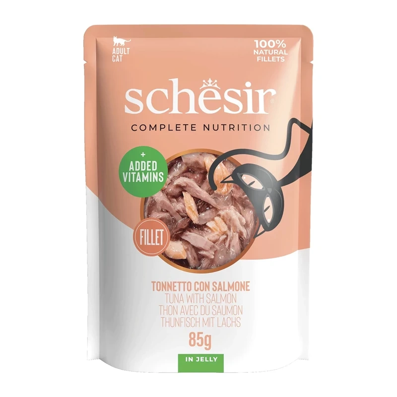 Schesir C&B Sensitive tuńczyk, łosoś w galaretce adult 85 g