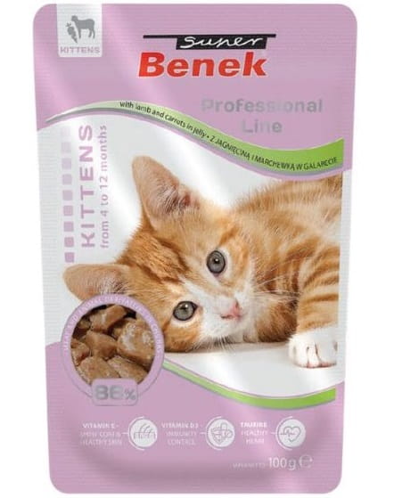 Super Beno Professional Line jagnięcina z marchewką w galaretce kitten 100 g