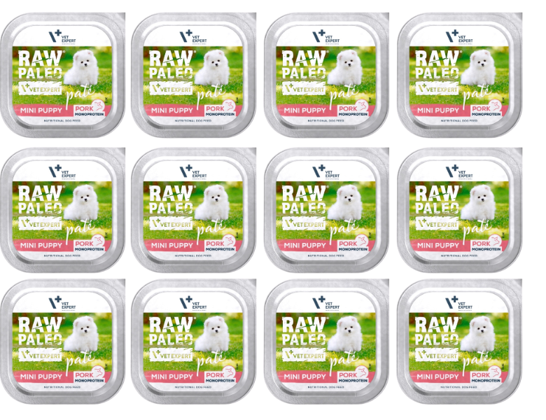 VetExpert Raw Paleo wieprzowina junior małe rasy 150 g × 12