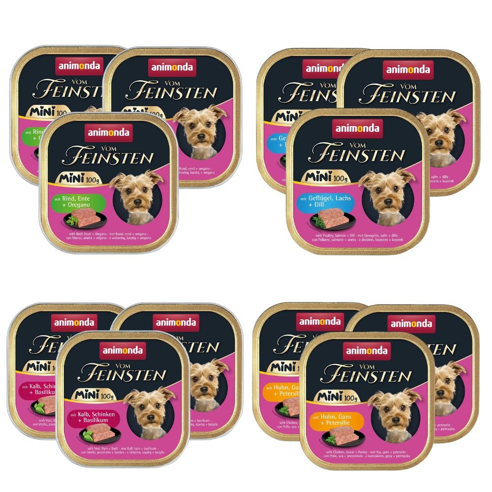 Animonda Vom Feinsten Mini cielęcina, gęś, kaczka, kurczak, szynka, wołowina małe rasy 100 g × 12