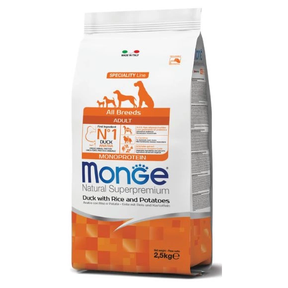 Monge kaczka z ryżem, ziemniakiem adult 2,5 kg