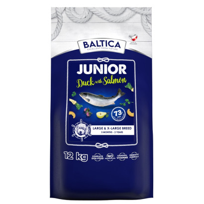Baltica Excellent kaczka, łosoś junior duże rasy 12 kg