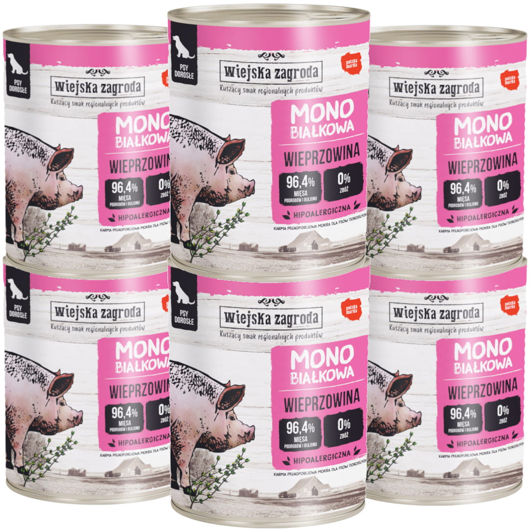 Wiejska Zagroda Monoprotein wieprzowina 800 g × 6