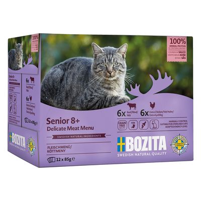 Bozita Hairball Sterilised Light mix smaków w sosie senior 85 g × 24