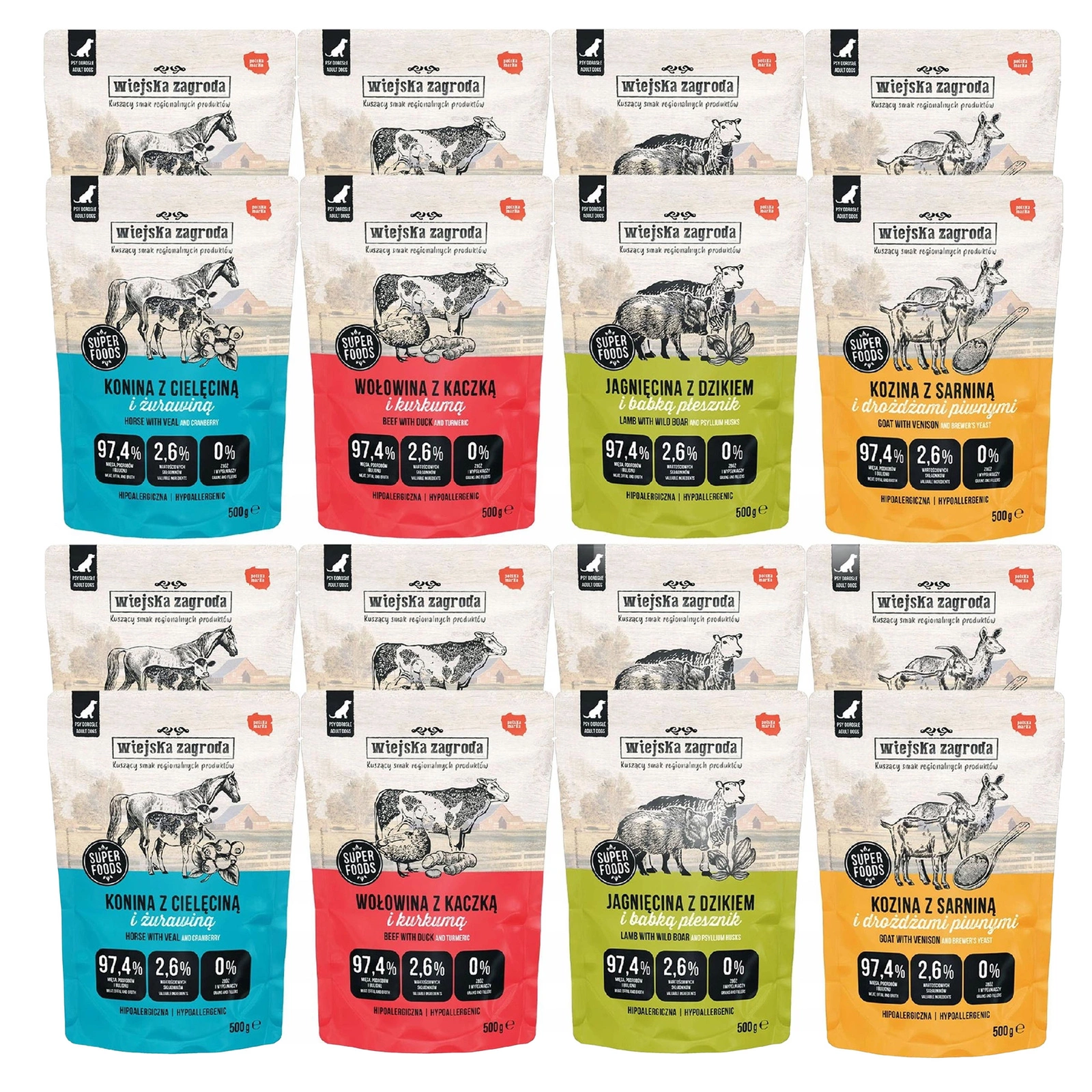 Wiejska Zagroda mix smaków adult 500 g × 16