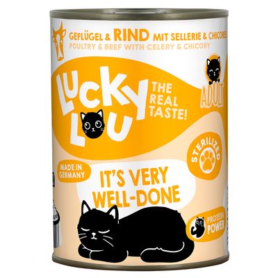 Lucky Lou Sterilised drób, wołowina adult 400 g × 6