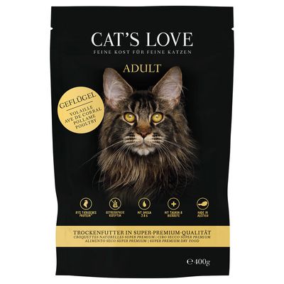 CAT'S LOVE Digestive Hairball drób adult 400 g × 2