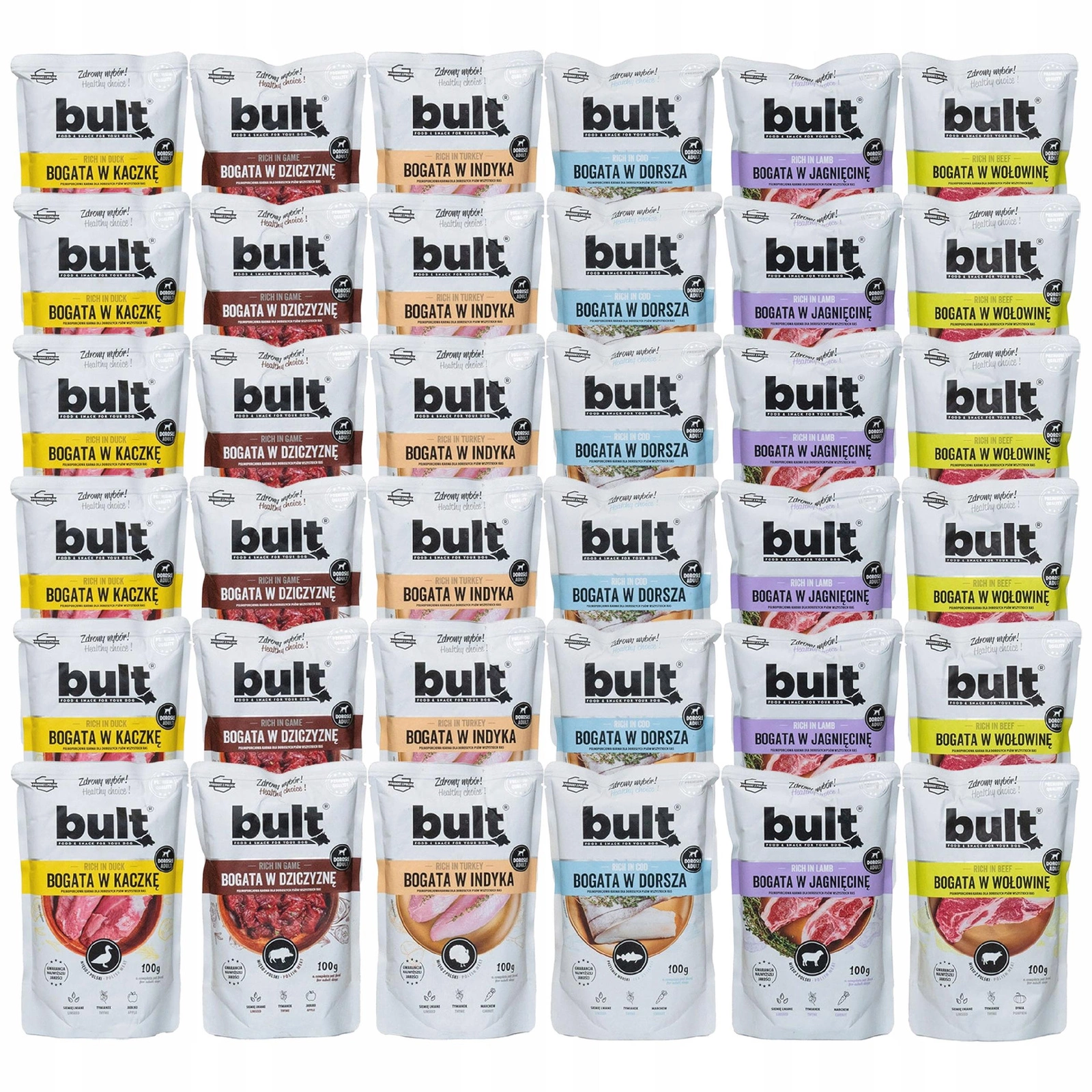 Bult dorsz, dziczyzna, indyk, jagnięcina, kaczka, wołowina 100 g × 36