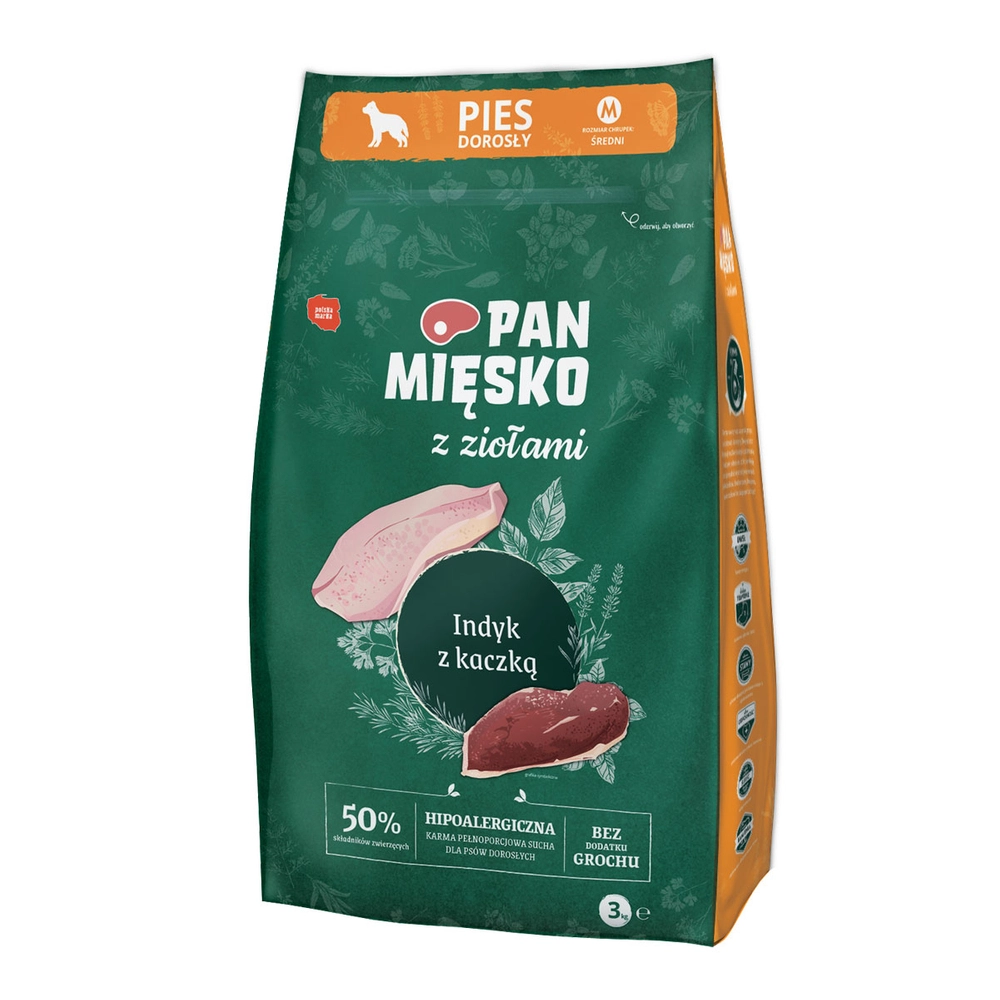 Pan Mięsko indyk, kaczka adult średnie rasy 3 kg