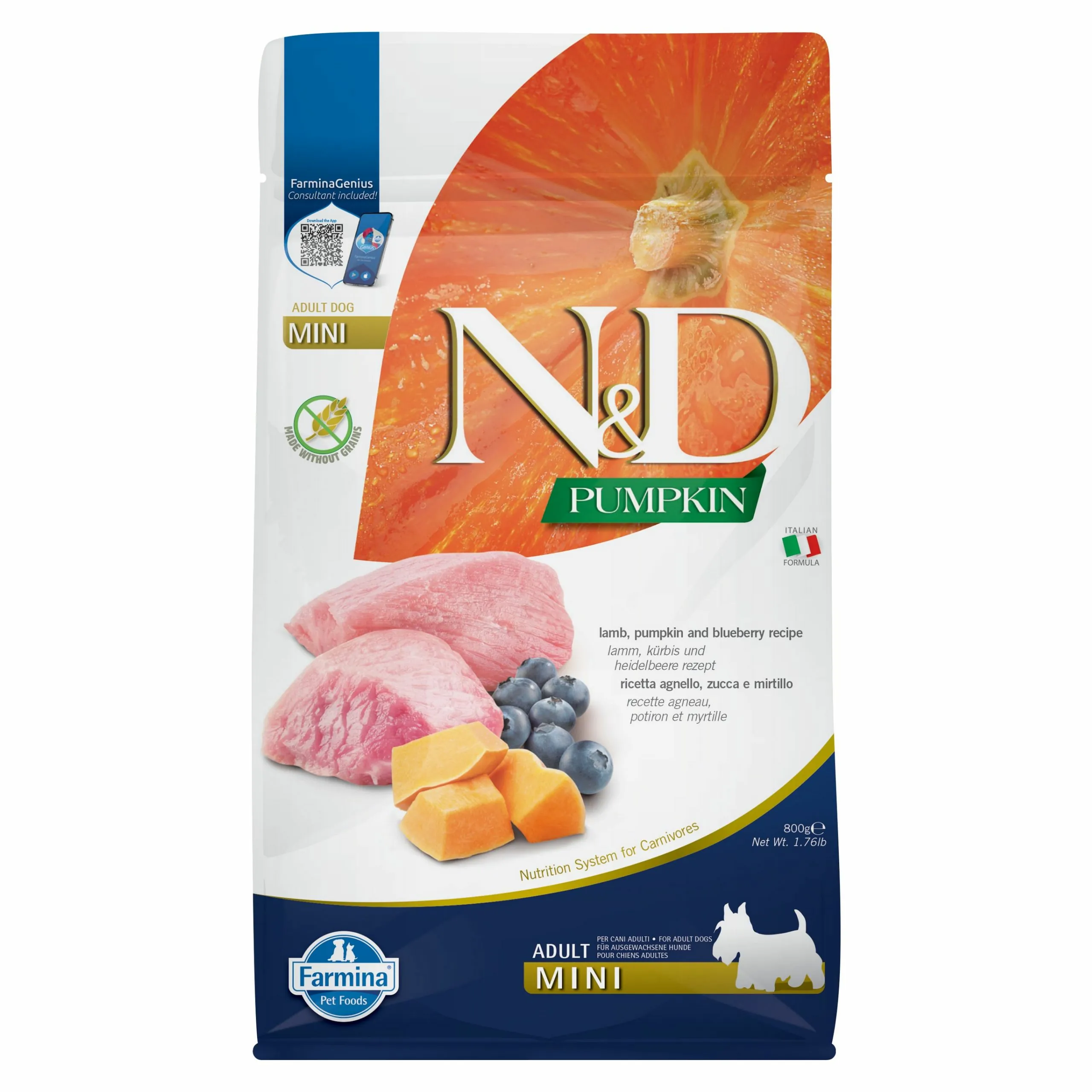 Farmina N&D Pumpkin jagnięcina z dynią i borówką adult małe rasy 800 g