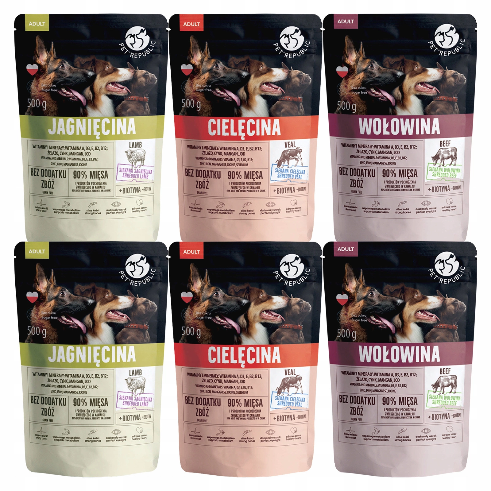 Pet Republic cielęcina, jagnięcina, wołowina adult 500 g × 6