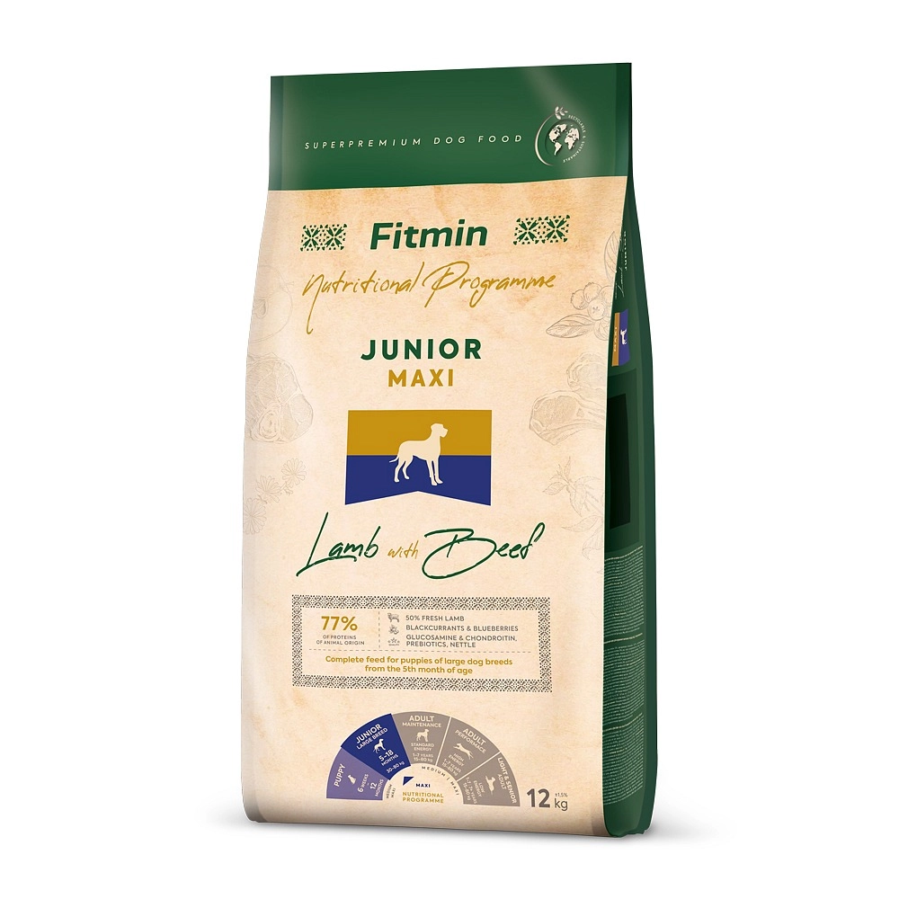 Fitmin Dog Nutritional Programme jagnięcina, wołowina junior duże rasy 12 kg