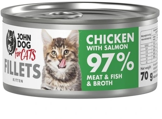 John Dog For Cats kurczak, łosoś kawałki kitten 70 g