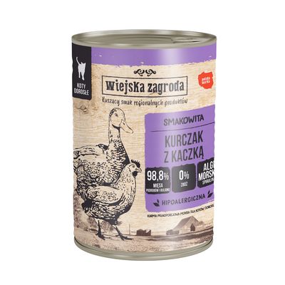 Wiejska Zagroda Skin & Coat kaczka, kurczak w bulionie 400 g × 6
