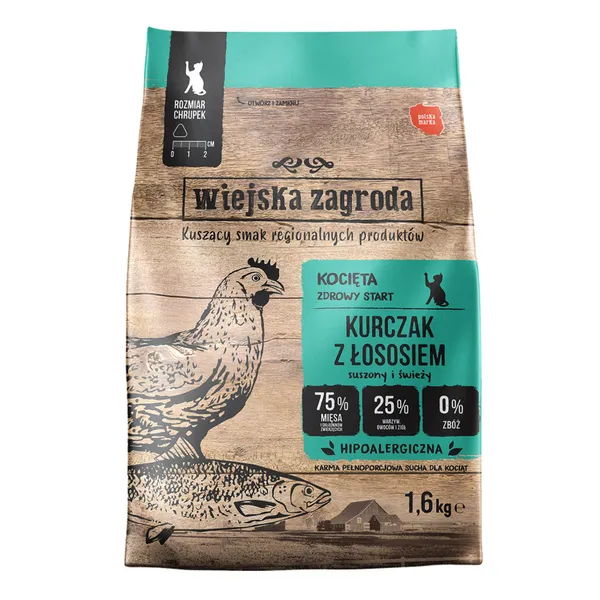 Wiejska Zagroda kurczak, łosoś kitten 1,6 kg