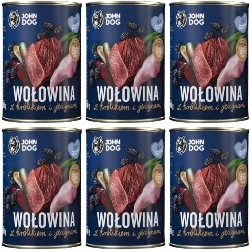John Dog Berry Line królik, wołowina puppy 400 g × 6