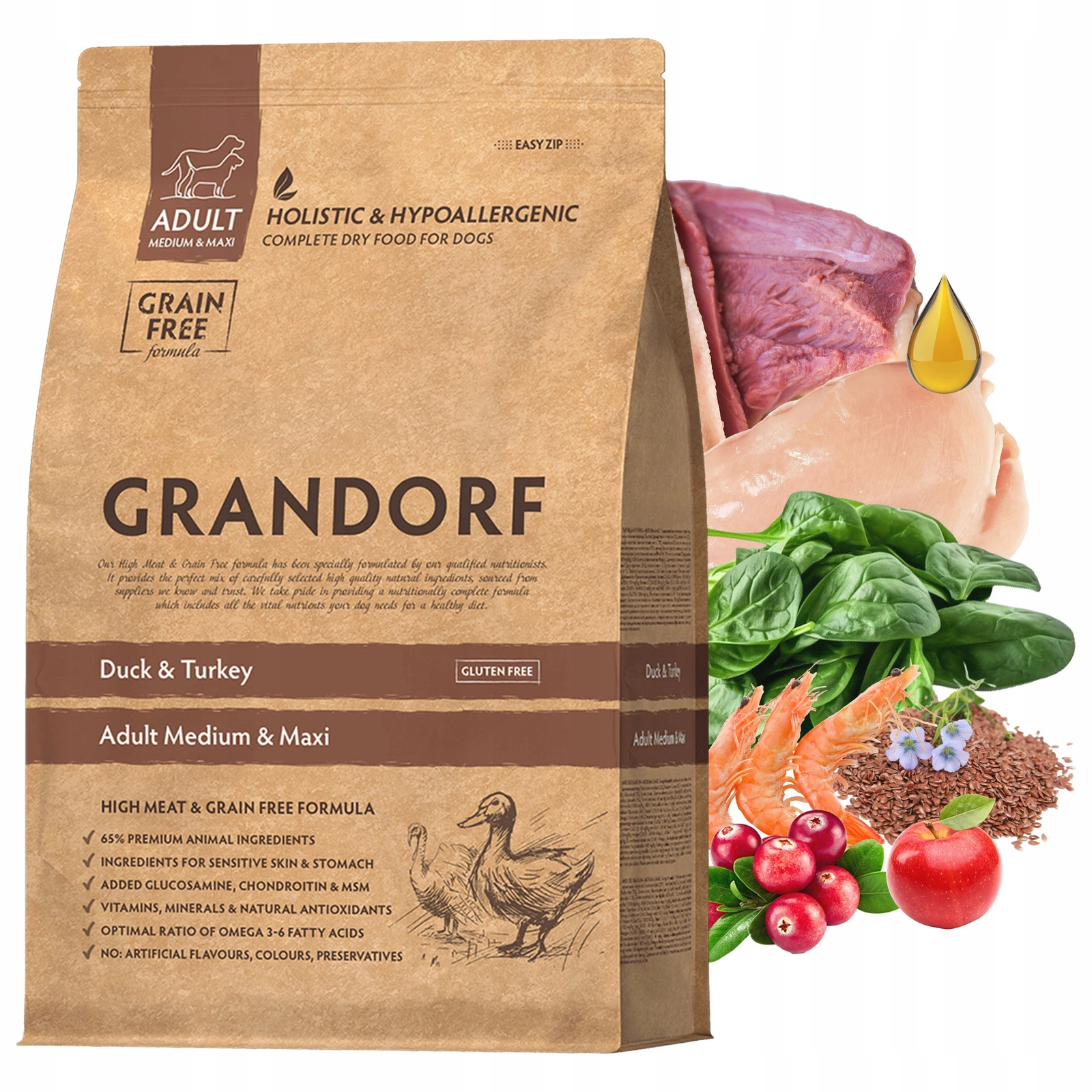 Grandorf indyk, kaczka adult średnie rasy, duże rasy 10 kg