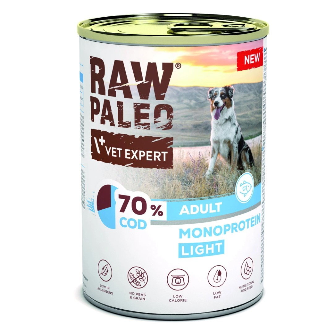VetExpert Raw Paleo Monoprotein Light dorsz adult 400 g
