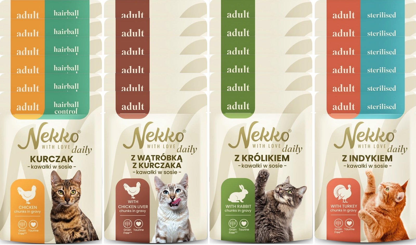 Nekko Daily mix smaków w galaretce adult 85 g × 24