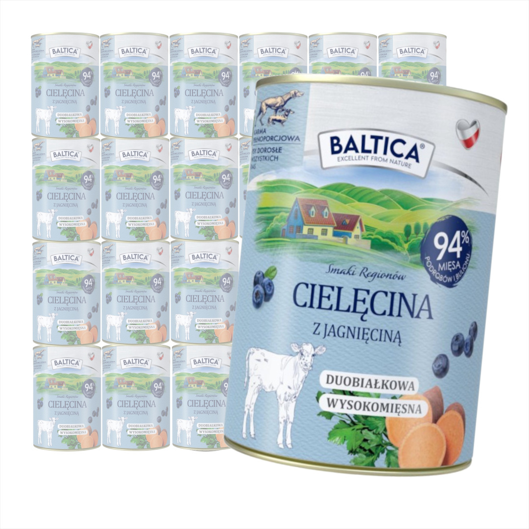 Baltica Smaki Regionów cielęcina, jagnięcina adult 400 g × 24