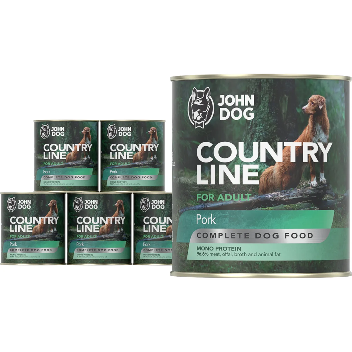 John Dog Country Line wieprzowina adult 800 g × 6