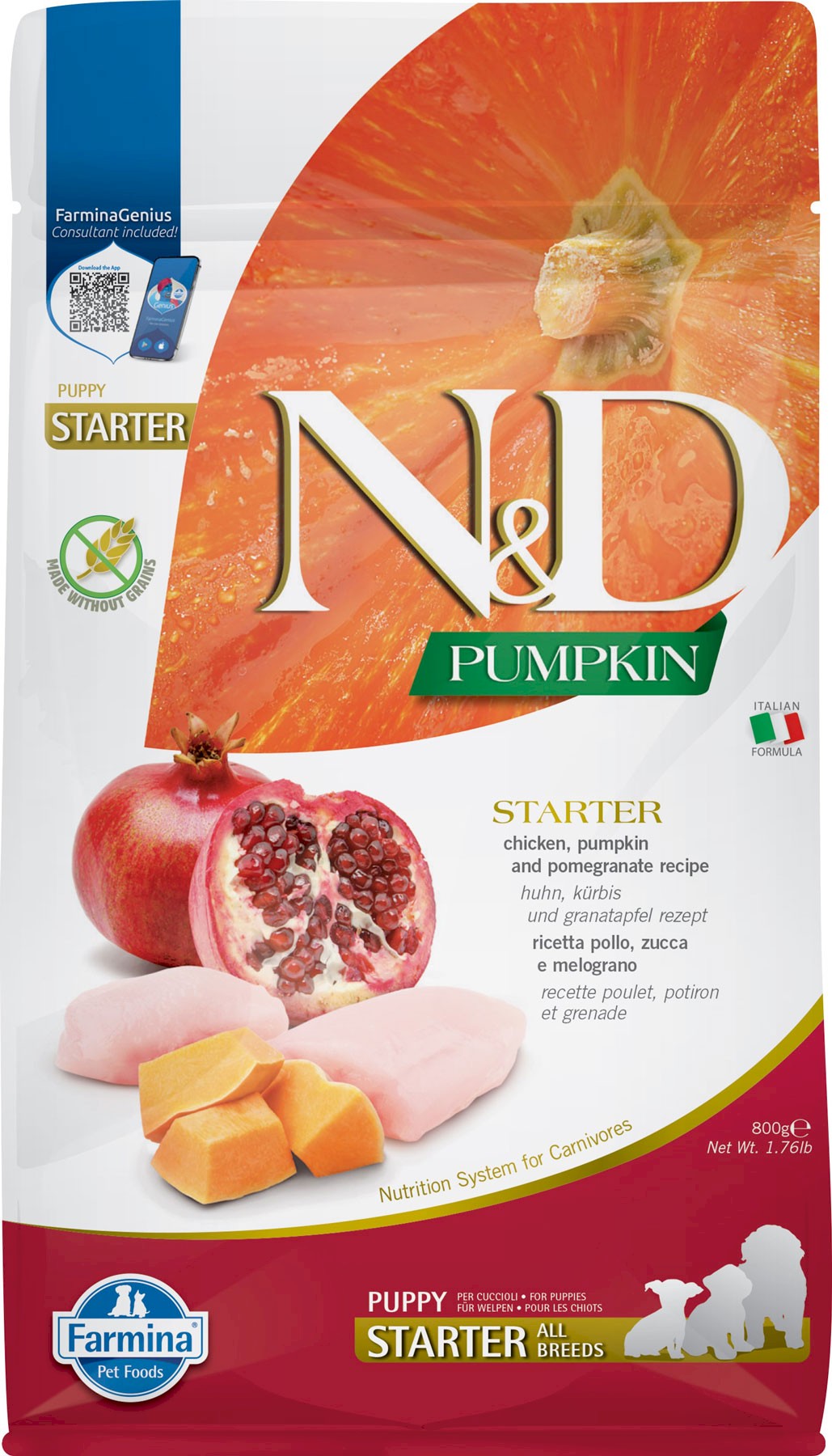 Farmina N&D Pumpkin kurczak z granatem puppy starter 800 g