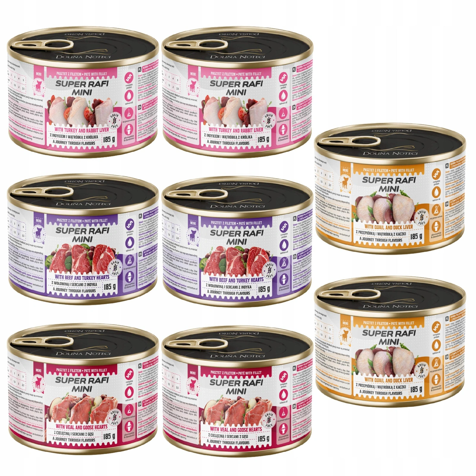 Dolina Noteci Super Rafi Mini mix smaków małe rasy 185 g × 8