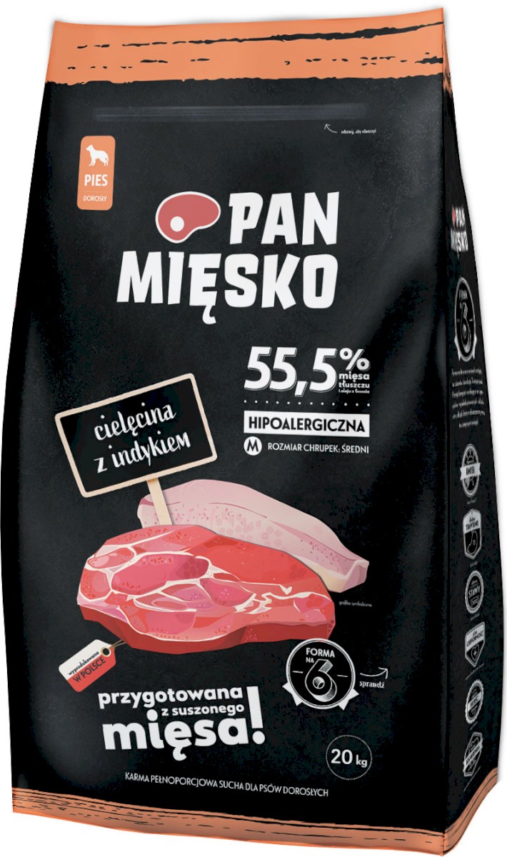 Pan Mięsko cielęcina, indyk średnie rasy 20 kg