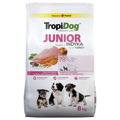 Tropidog indyk junior małe rasy, średnie rasy 8 kg × 2