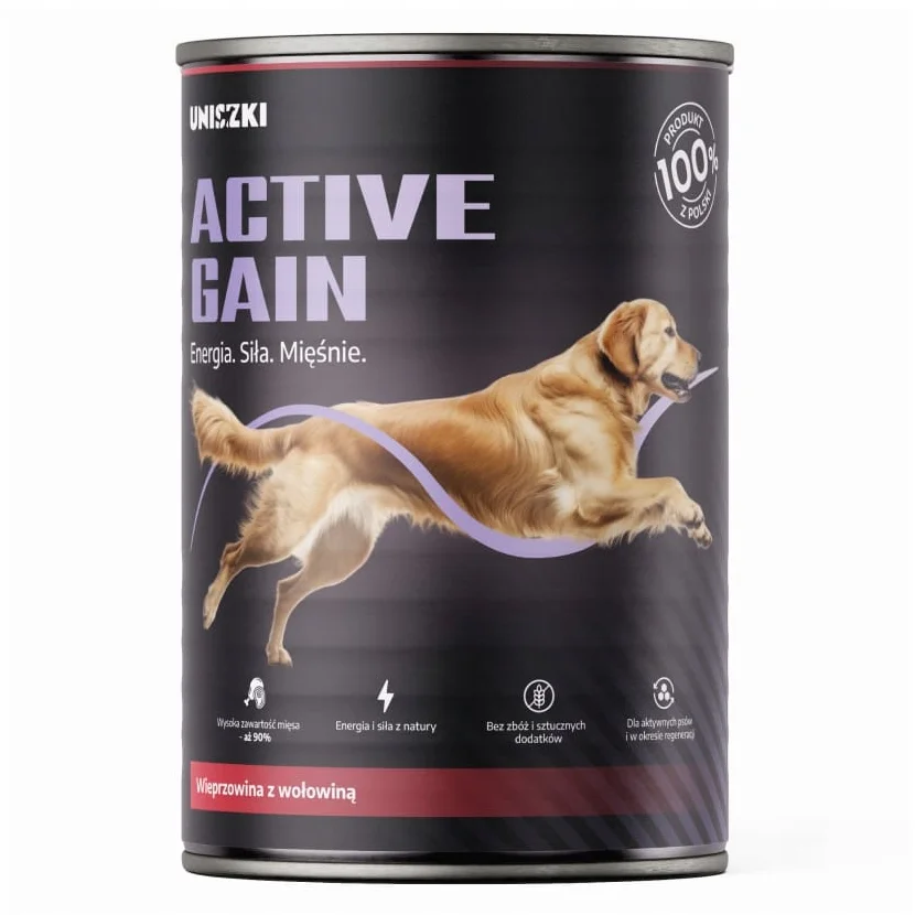 Uniszki Active Gain wieprzowina, wołowina adult 400 g