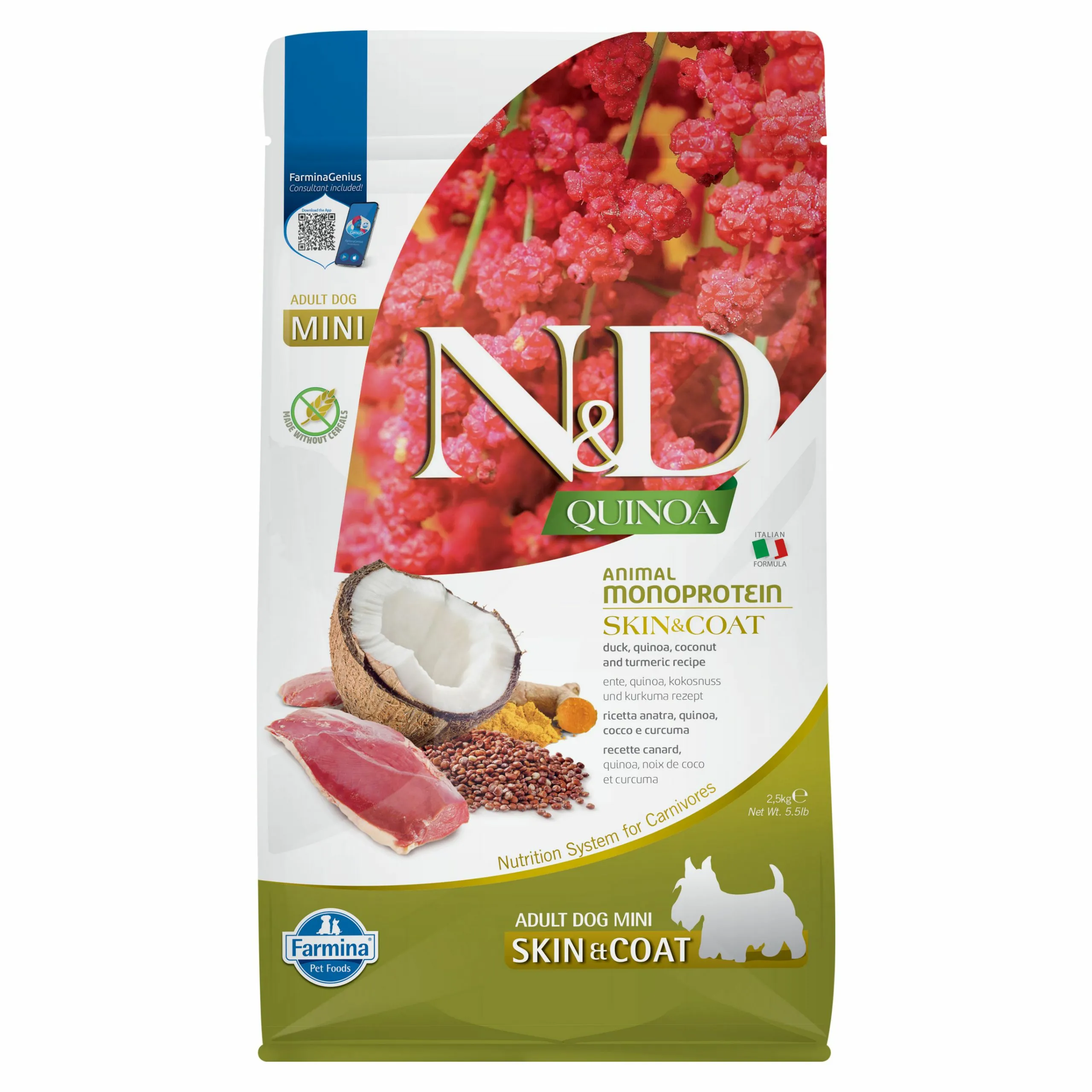 Farmina N&D Quinoa Skin&Coat kaczka z kokosem małe rasy 2,5 kg