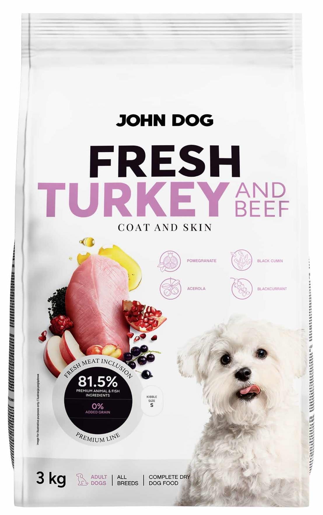 John Dog Fresh indyk, wołowina adult 3 kg