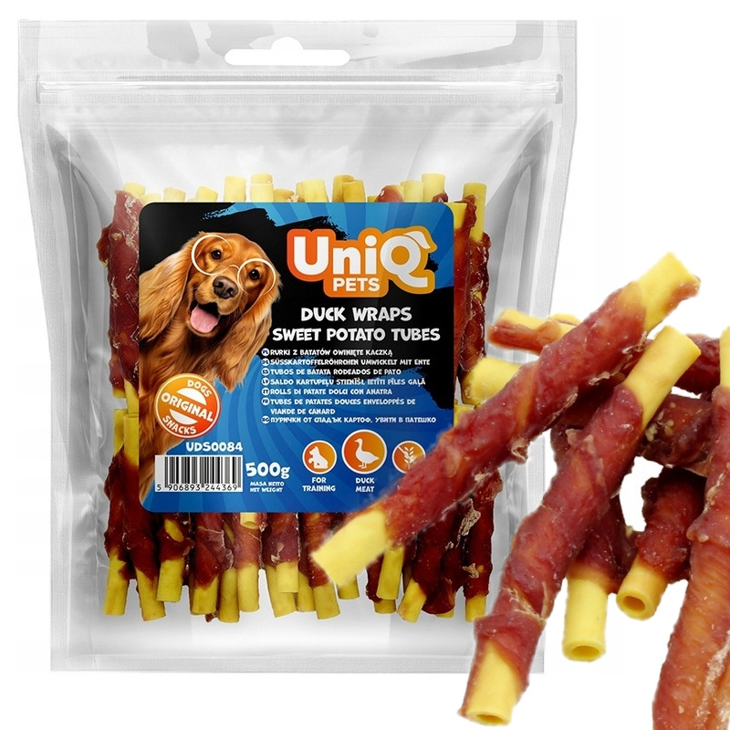 Uniq Pets rurki z batatów owinięte kaczką 500 g