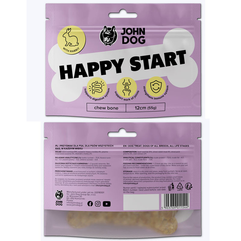 John Dog Happy Start królik 55 g