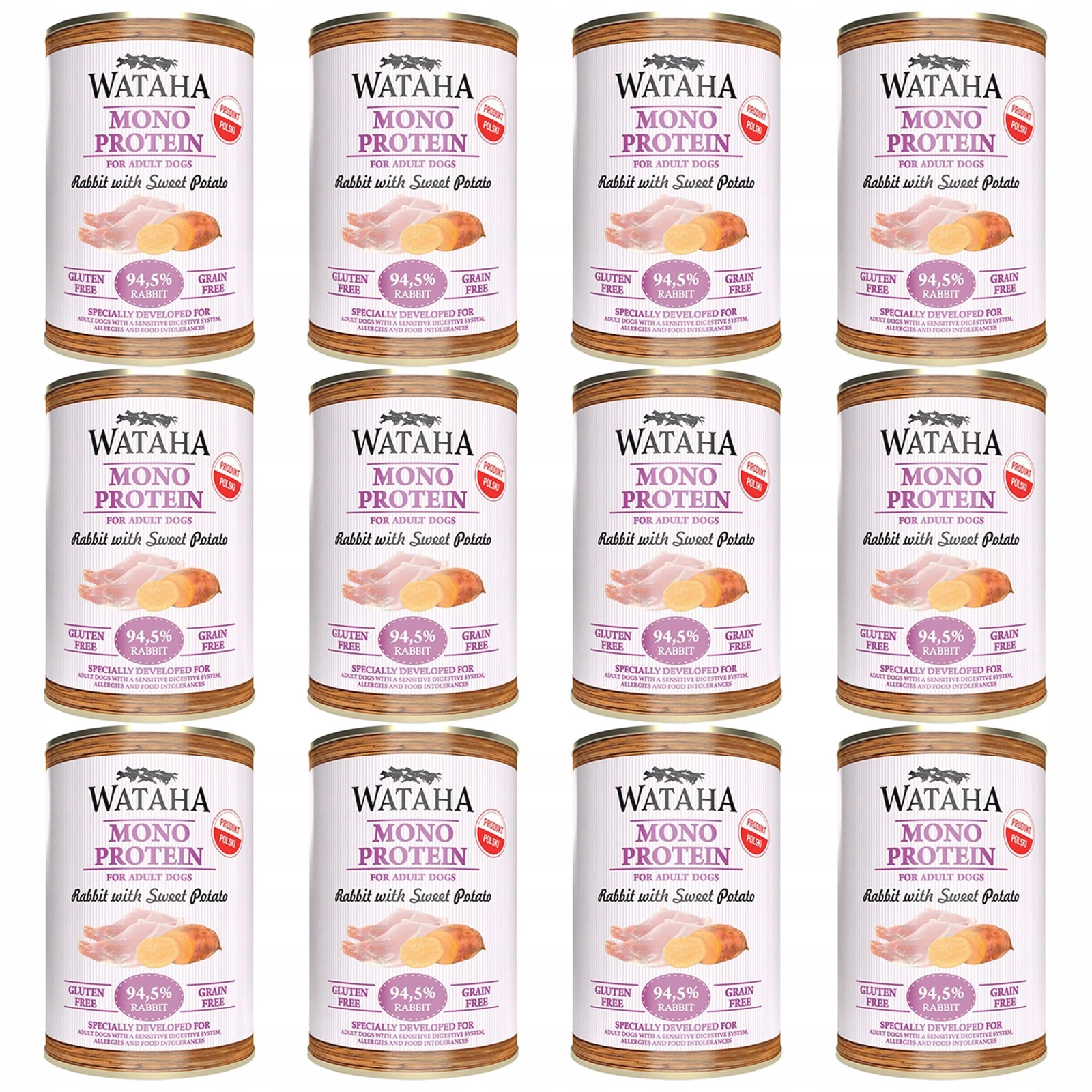 Wataha Mono królik, słodkie ziemniaki adult 400 g × 12