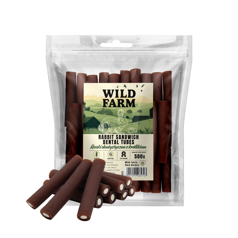 Wild Farm Rurki dentystyczne królik 500 g