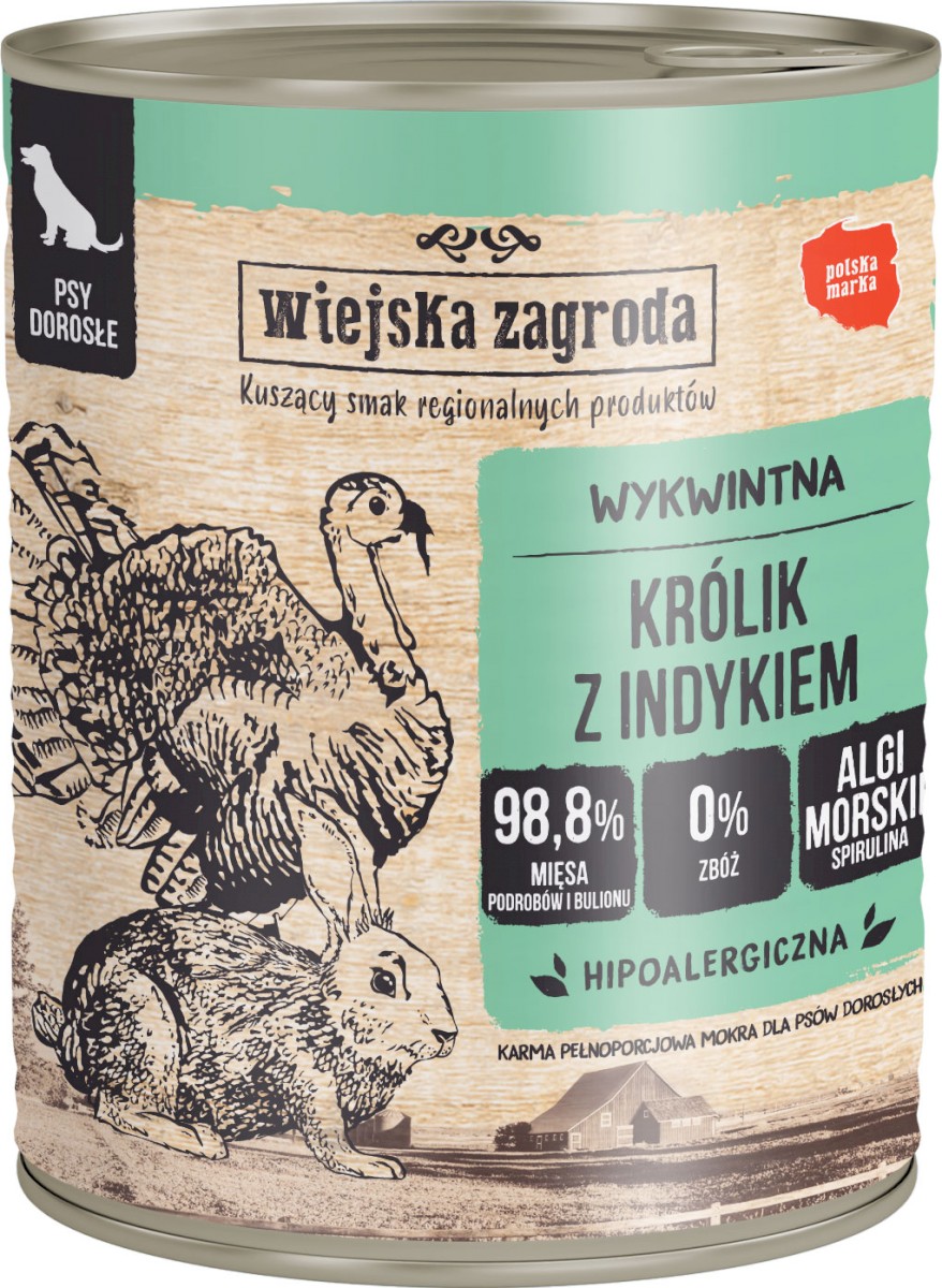 Wiejska Zagroda indyk, królik 800 g