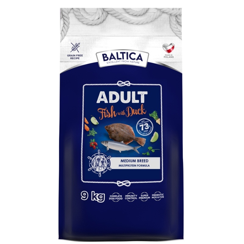 Baltica Excellent ryba, kaczka adult średnie rasy 9 kg