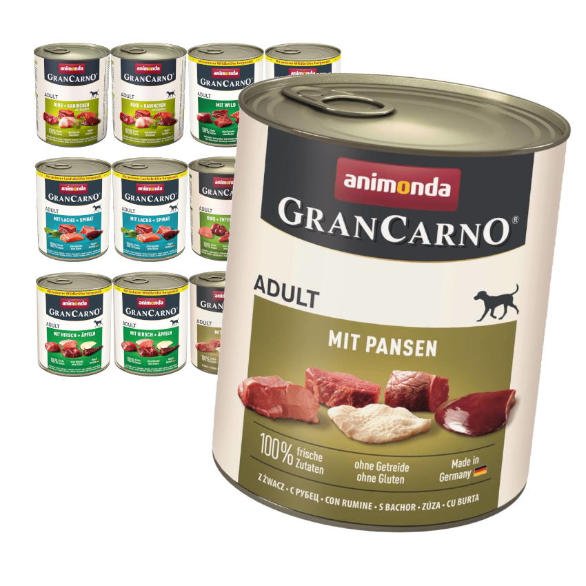 Animonda GranCarno dziczyzna, jeleń, kaczka, królik, wołowina, łosoś adult 800 g × 12