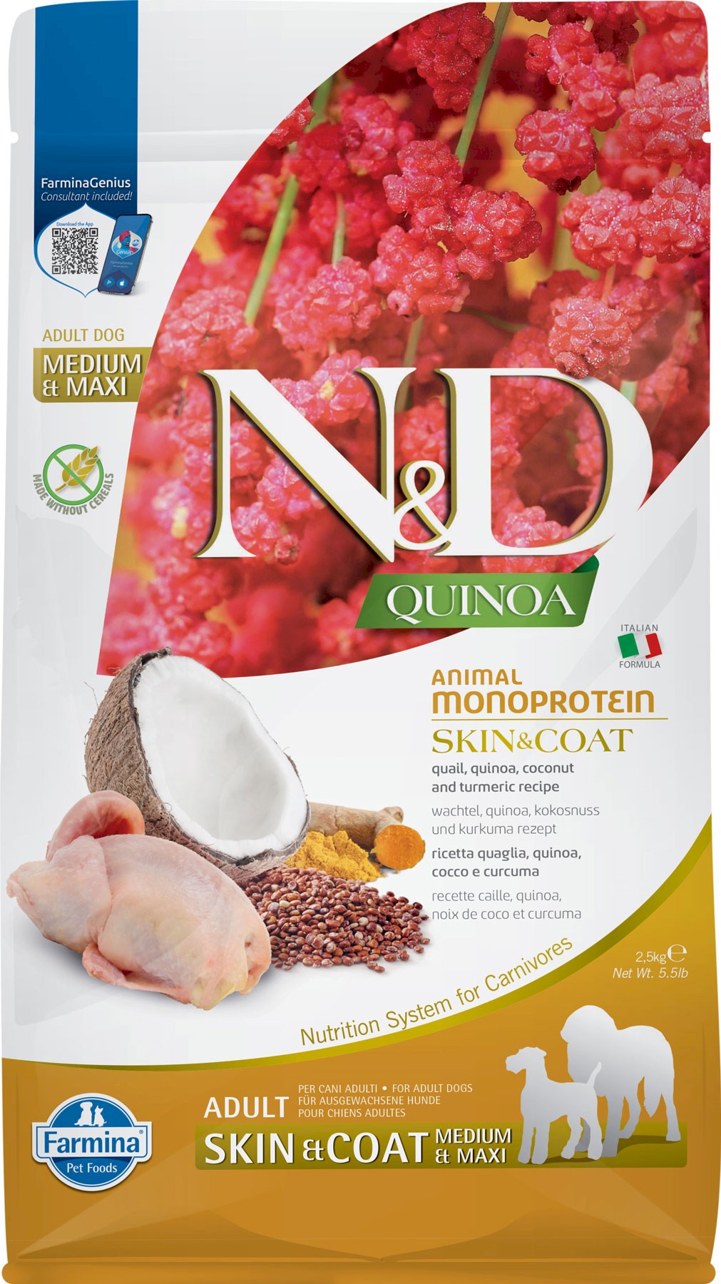 Farmina N&D Quinoa przepiórka adult średnie rasy, duże rasy 2,5 kg