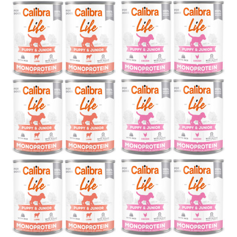 Calibra Dog Life mix smaków puppy 400 g × 12
