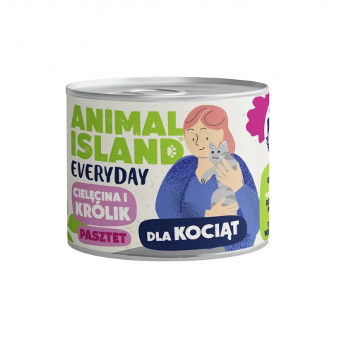 Animal Island Everyday cielęcina, królik pasztet kitten 185 g
