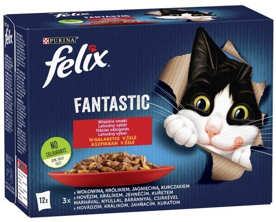 Purina Felix Fantastic kurczak, wołowina, królik, jagnięcina 85 g × 12