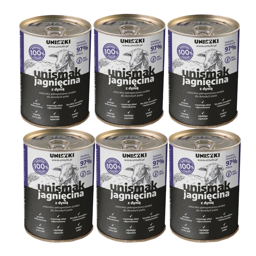 Uniszki Unismak jagnięcina z dynią adult 400 g × 6