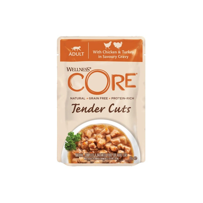 Wellness CORE Tender Cuts indyk, kurczak w sosie adult 85 g