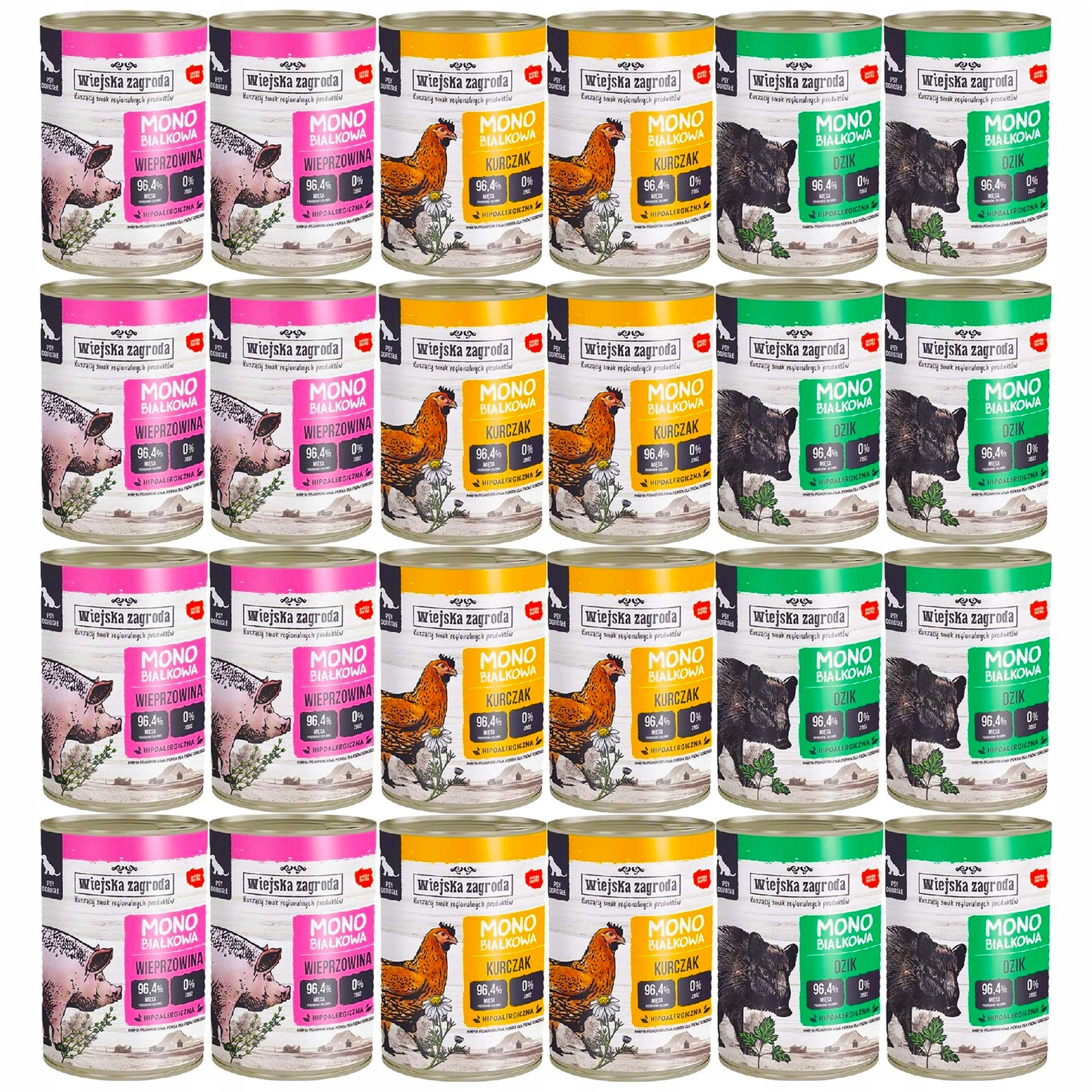 Wiejska Zagroda Mono mix smaków 400 g × 24