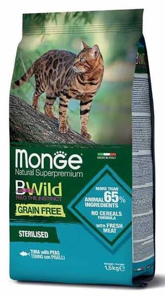 Monge Bwild Sterilised tuńczyk z groszkiem adult 1,5 kg